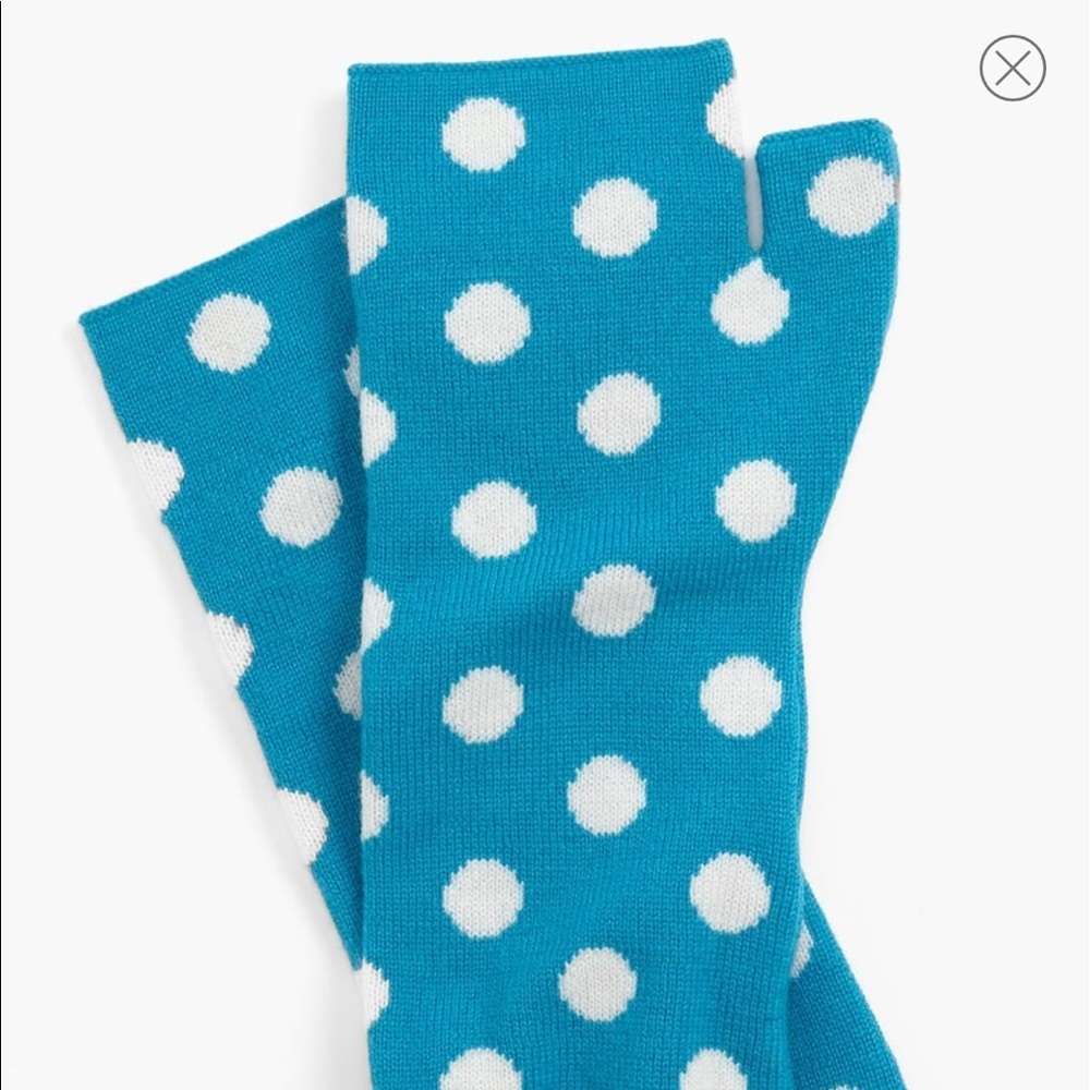 NWT Kate Spade Knitted Blue Polka Dot Fingerless Gloves Swifty - Picture 3 of 4